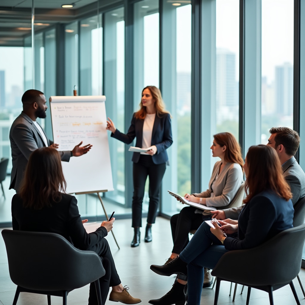 Participants engaged in facilitation practice during workshop